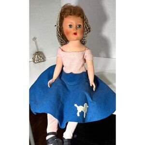 Vintage 14" Doll Rubber 50's Poodle Felt Skirt Ballerina Jointed Knees 19"